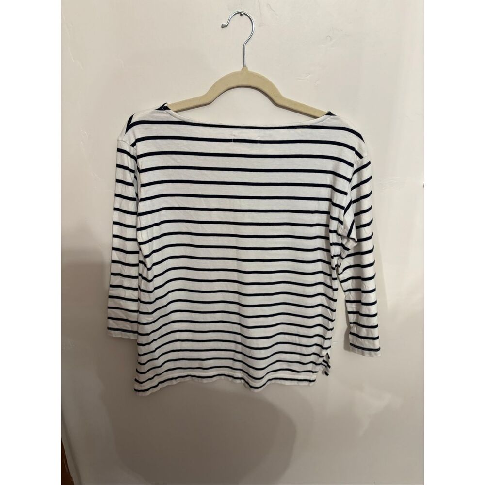 Madewell Striped Boatneck Tee XXS Blue White Nautical 3/4 Sleeve - Picture 6 of 6